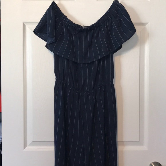NWT Navy Blue/White off shoulder jumpsuit small - Picture 4 of 8